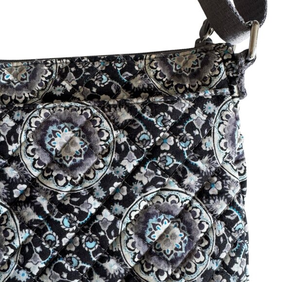 Vera Bradley Deluxe Crossbody Purse Bag Floral Blue Gray Adjustable Strap - Picture 8 of 16